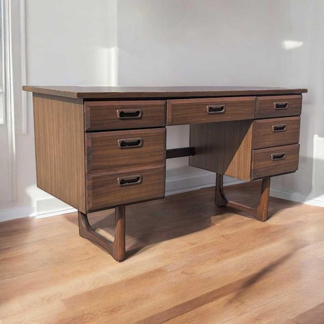 Mid-Century Desk – Laminate Top Desk, Vintage Wooden Desk, Retro Office Desk, Stylish Work Desk For Sale - Image 12 of 18