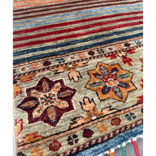 Hand-Knotted Tribal Geometric Wool Rug – 58"x87" For Sale - Image 15 of 18