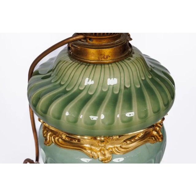 Celadon A Suite of Four Theodore Deck Ormolu-Mounted Celadon Green Porcelain Lamps For Sale - Image 8 of 10