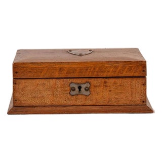 Antique English Oak Box With Shield For Sale