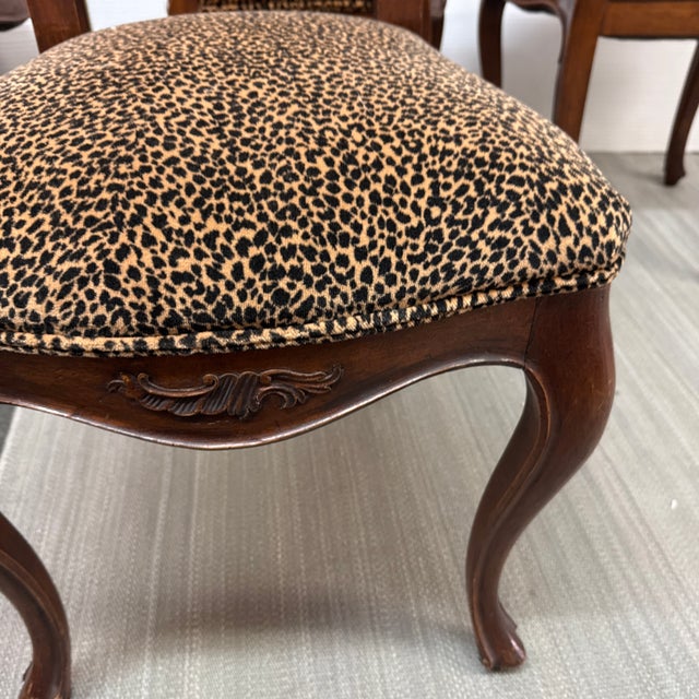 French Provincial Leopard Print Dining Chairs, Set of Four For Sale - Image 11 of 12