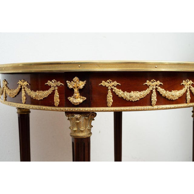 Antique Napoleon III Coffee Table in Mahogany with Gilt Bronze Inlays, France, 19th Century For Sale - Image 3 of 4