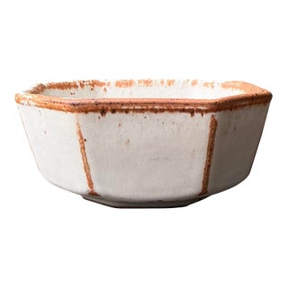 Vintage Original Studio Pottery Octagon Bowl For Sale