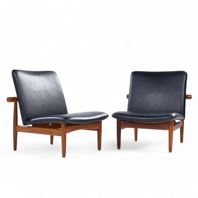 Finn Juhl for France and Sons FD137 Mid Century Danish Teak Japan Lounge Chairs - Pair Each chair measures: 26.5 wide x 28...
