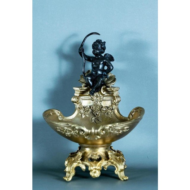 Rococo Antique Gilt Bronze Rococo Tazza with Cherub by E. Provest, 1900 For Sale - Image 3 of 8