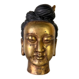 Vintage Porcelain Japanese Lady / Buddha Head Bust Sculpture For Sale