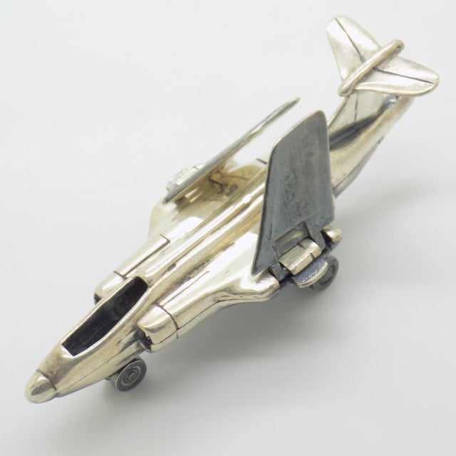 Vintage Italian Sterling Silver 925 McDonnell Douglas F-4 Phantom II Airplane with Folding Wings, Arezzo, 1980s For Sale - Image 6 of 15