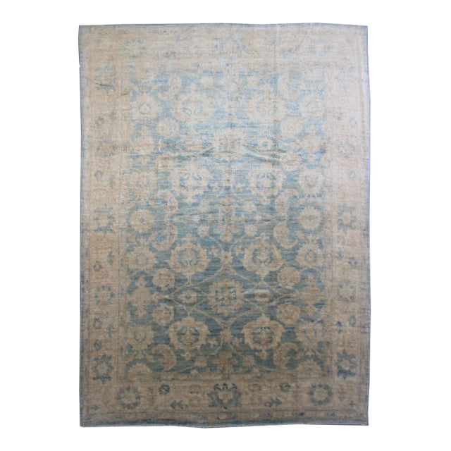Hand Knotted Oushak Rug -09′ × 12′ For Sale