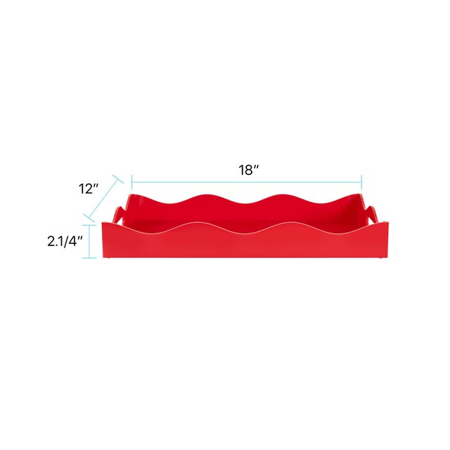 Red Spangle Scalloped Tray Red For Sale - Image 8 of 9