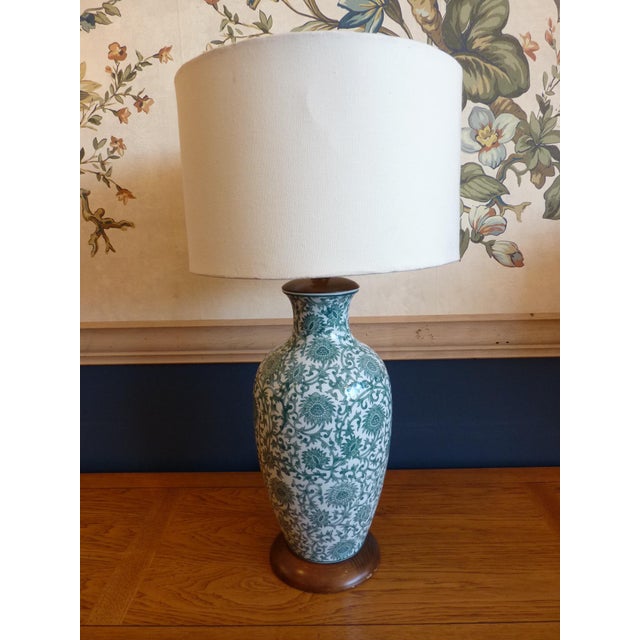 Green and White Table Lamp | Chairish