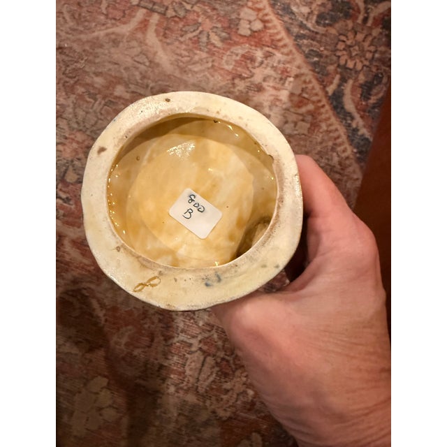 Late 20th Century Antique Continental Majolica Figural Match Holders Pair 8 Inch Strikers Vases For Sale - Image 5 of 5