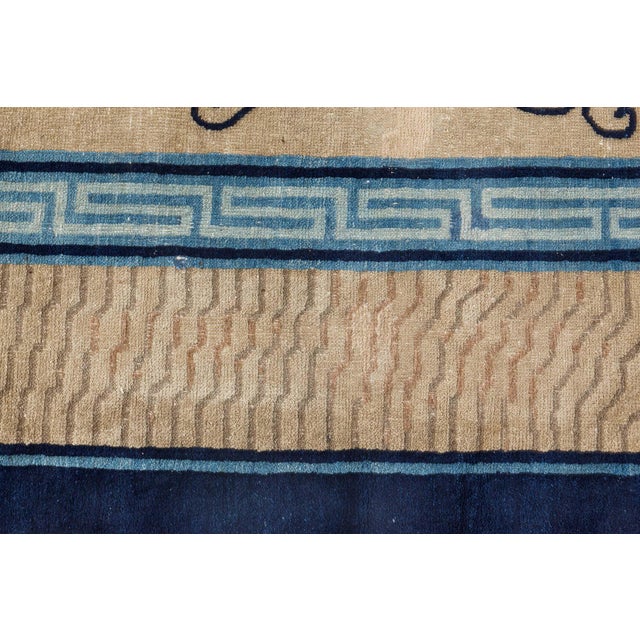 1900 - 1909 Doris Leslie Blau Chinese Vintage Floral Warm Tan Hand-Knotted Wool Carpet For Sale - Image 5 of 8