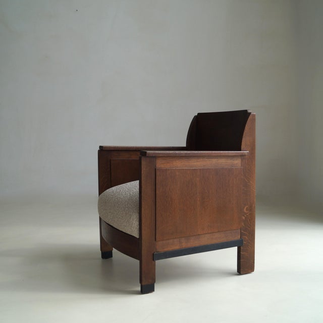 Dutch Art Deco Oak Armchair, 1920s For Sale - Image 15 of 18