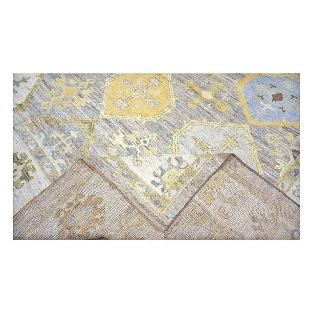 21st Century Turkish Oushak 11x15 Grey, Ivory, Olive & Yellow Handmade Area Rug #1144074 For Sale - Image 13 of 14