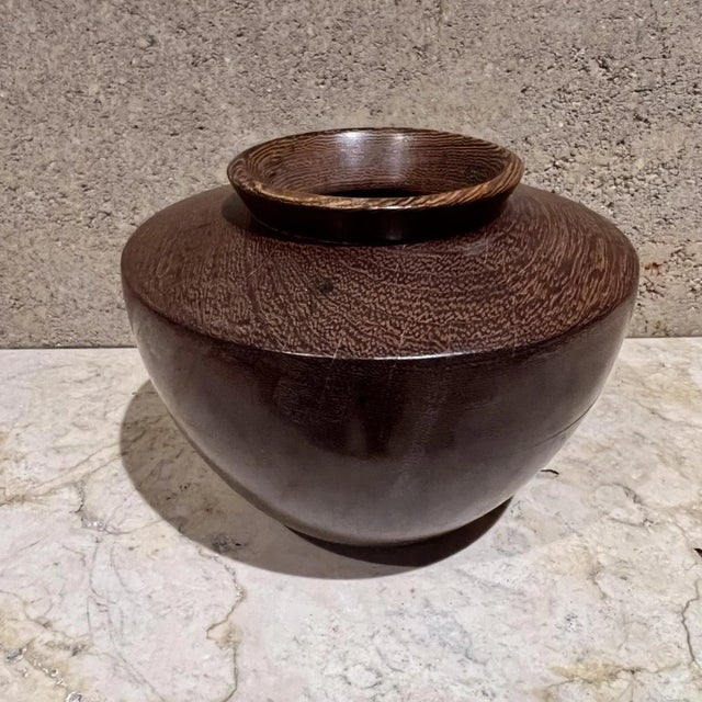 1960s Heavy Ebony Wood Vase Vessel For Sale - Image 4 of 9