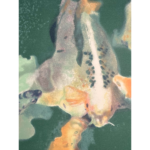 1980s Rare! Limited Edition 11/200 Woodblock Print 'Koy Fish' by Martin Green (1920–1980) For Sale - Image 5 of 8