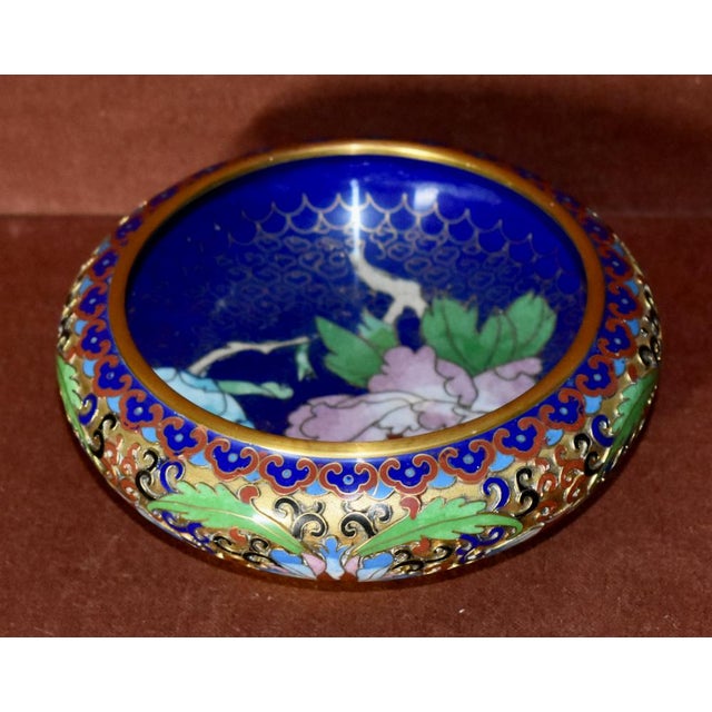 Chinese Vintage Chinese Small Cloisonné Bowl With Floral Interior For Sale - Image 3 of 13
