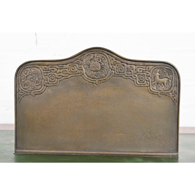 Metal Tiffany Studios New York Zodiac Pattern Bronze Letter Rack For Sale - Image 7 of 12