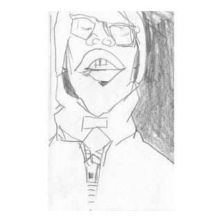 1960s Mid Century Portrait Drawing For Sale
