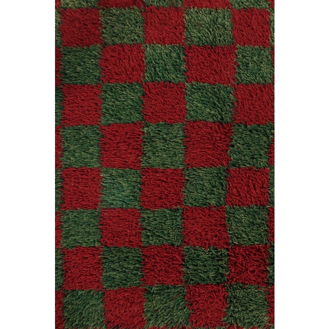 Vintage Turkish Tulu Rug, Red and Green Checkered Pattern - Rug & Kilim For Sale In New York - Image 6 of 7