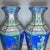 Pair of Chinese Hexagonal Blue Ground Famille Rose Peacock & Bird Porcelain Vases, Chinoiserie Decor Vessels For Sale - Image 4 of 9
