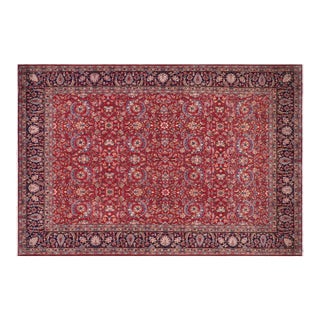 Vintage Hand-Knotted Wool Rug – 9'10" X 13'4" – Red & Blue Allover For Sale