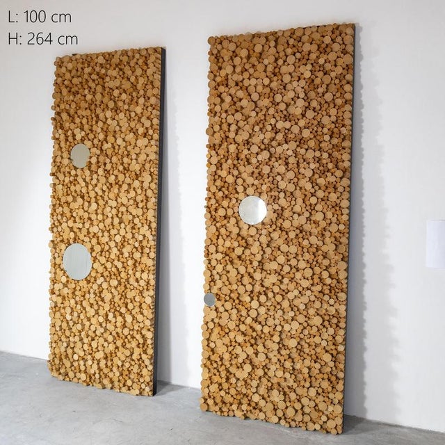 Decorative Wooden Panels with Mirrors, Set of 2 For Sale - Image 3 of 7