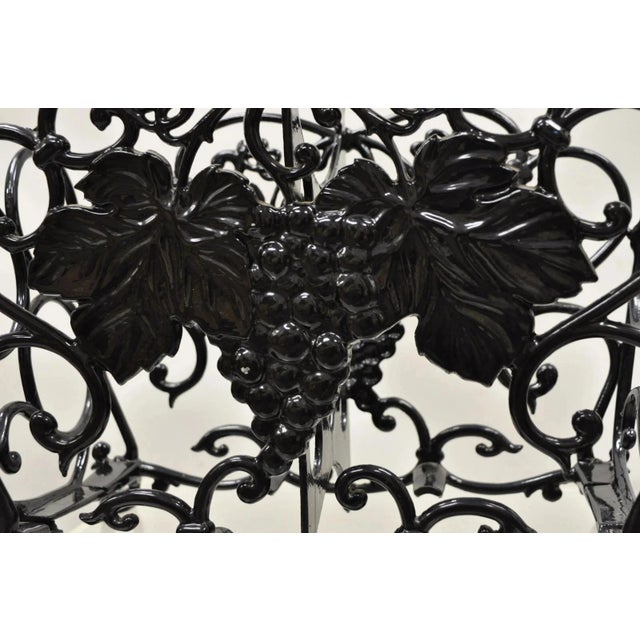 Victorian Vintage Victorian Style Black Cast Iron 6 Wine Bottle Rack Holder With Grapes For Sale - Image 3 of 12