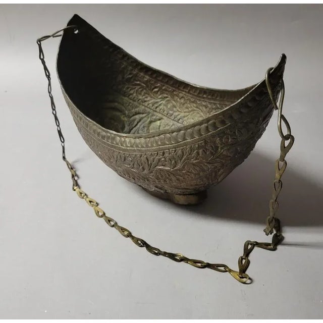 Indian Vintage Persain Hand Made Copper Beggars Bowl For Sale - Image 3 of 8