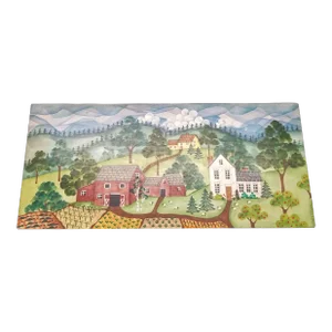 Vintage H. E. Stiles Product Wood Box With Farm Scene
