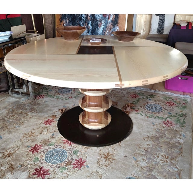 Wood Round Table with Turned Wooden Base from Jung, 2010s For Sale - Image 7 of 7