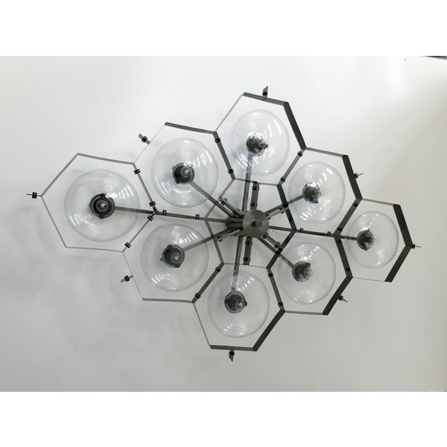 Transparent 21st Century Beehive Satin Black Nickel Clear Murano Flush Mount by Fabio LTD For Sale - Image 8 of 9