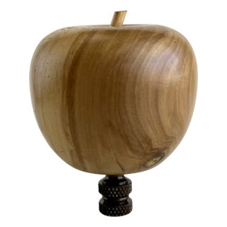 Turned Wood Apple Lamp Finial on Bronze Hardware For Sale