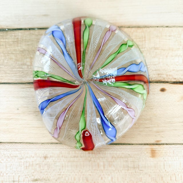 Murano Zanfirico Latticino Rainbow Glass Trinket Dish, 1960's Italian Handblown Art Glass For Sale In Boston - Image 6 of 14