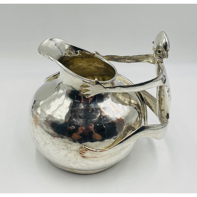 Mexican 1980s Emilia Castillo Silver-Plated Monkey Pitcher, Mexican Modernism For Sale - Image 3 of 18
