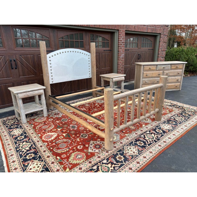 This queen bed is in excellent condition and very well made. Solid wood, sturdy and easy to assemble. Headboard is wood...