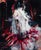 Horse Feathers by Morgan Cameron | Oil on Panel Portrait of a white horse with feathers. For Sale