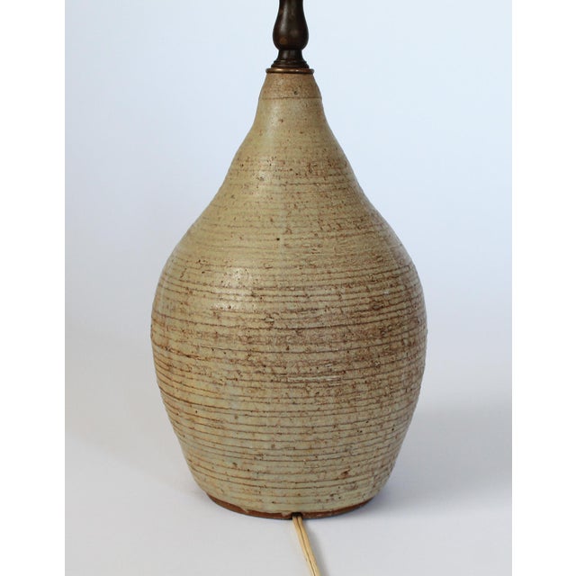 1970's Studio Art Pottery Beige Table Lamp For Sale In Milwaukee - Image 6 of 9