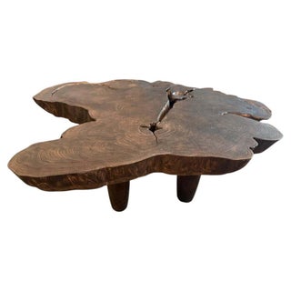 Andrianna Shamaris Modern Teak Wood Coffee Table with Charred Finish For Sale