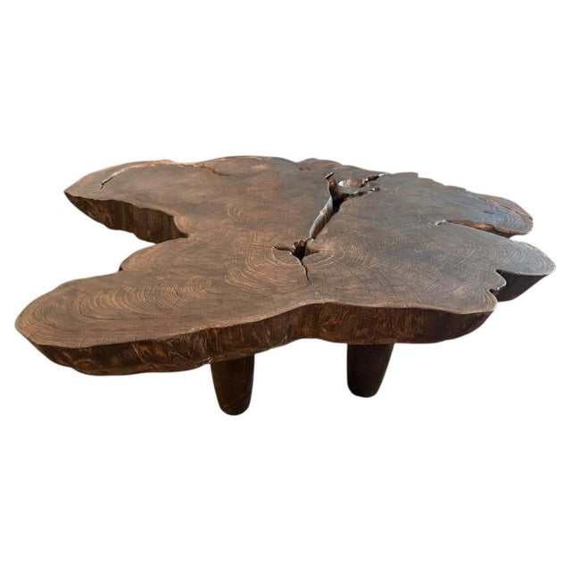 Andrianna Shamaris Modern Teak Wood Coffee Table with Charred Finish For Sale