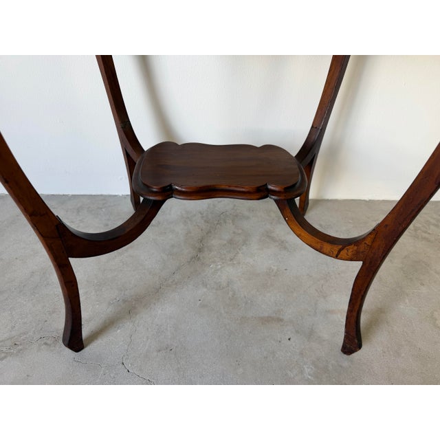 Wood Antique Mahogany Two-Tier Serpentine Accent Table For Sale - Image 7 of 13