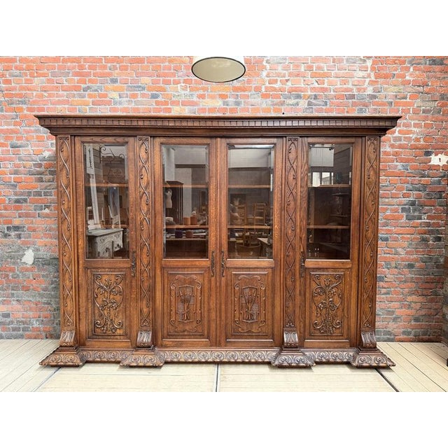 Brown Large Oak Pharmacy Display Case For Sale - Image 8 of 18