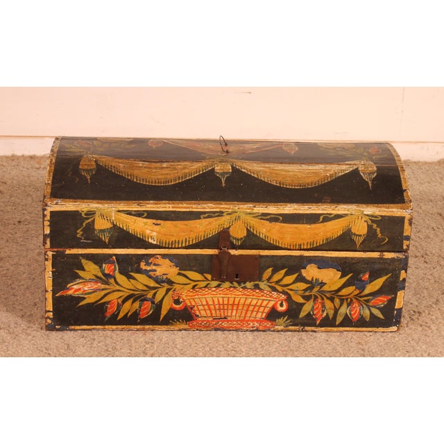 Norman Wedding Chest in Painted Wood, 1800s For Sale - Image 11 of 11