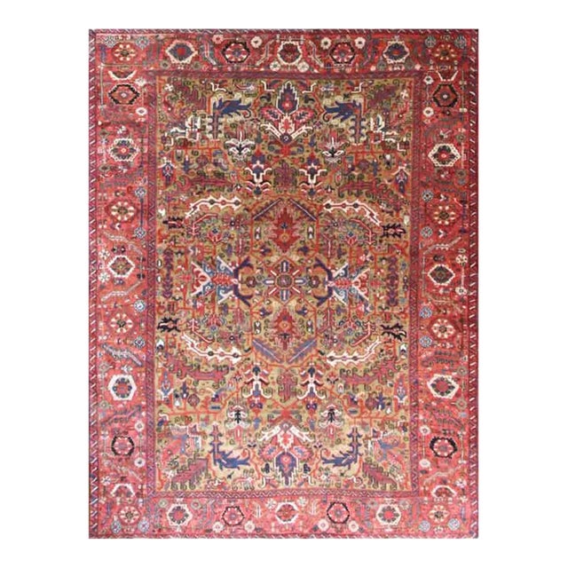 .Antique Persian Heriz Carpet, 7'4" X 9'10" For Sale