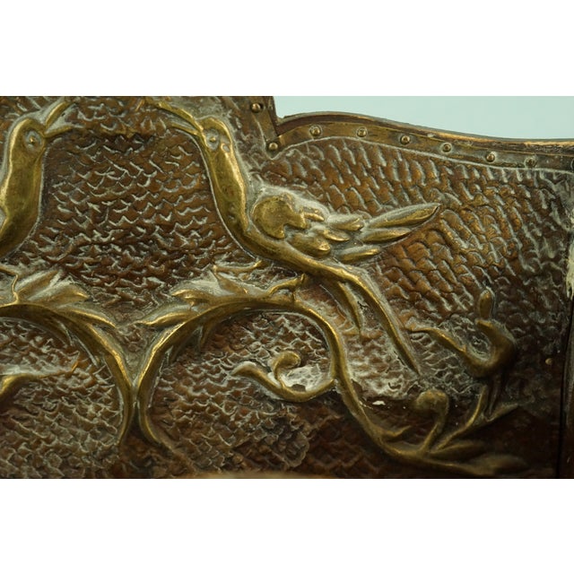 Hand-Embossed Copper Letter Box with Bas-Relief of Birds in Wood, 19th Century For Sale - Image 15 of 18