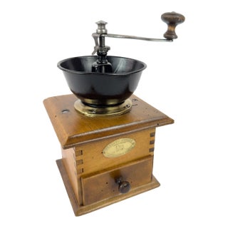 Vintage Peugeot Frères Wooden Manual Coffee Grinder, France For Sale