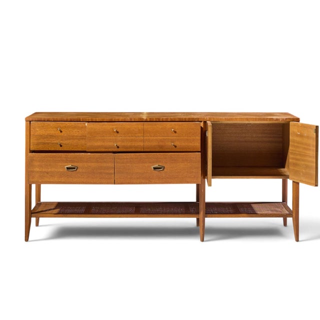 John Keal for Brown Saltman Style Mid Century Mahogany and Cane Console Credenza For Sale In Chicago - Image 6 of 11