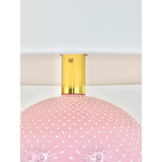 Metal Rosé Pastel Polka Dot Sphere Table Lamp in Ceramic & Brass from Studio Paf Milano, 1970s For Sale - Image 7 of 18