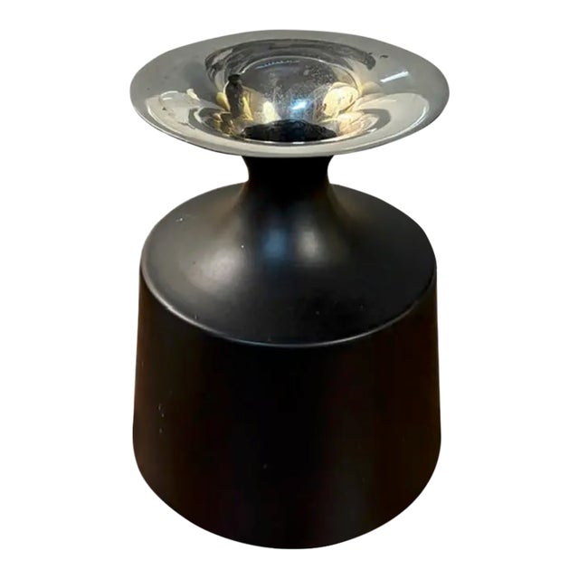 Vintage Metal Vase With Chrome Interior For Sale