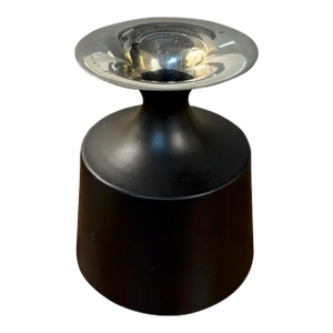 Vintage Metal Vase With Chrome Interior